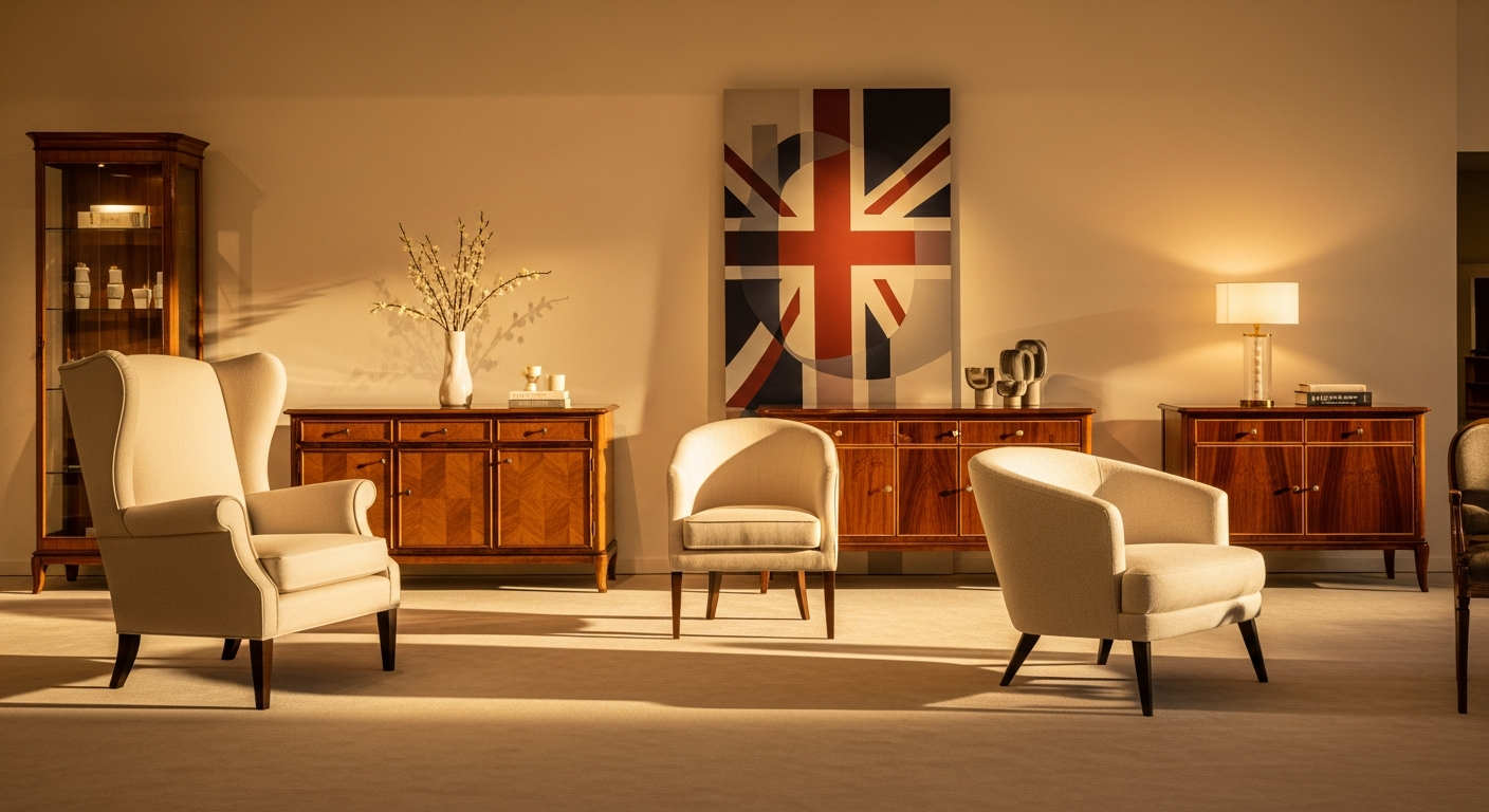 British-made luxury furniture in a contemporary showroom setting