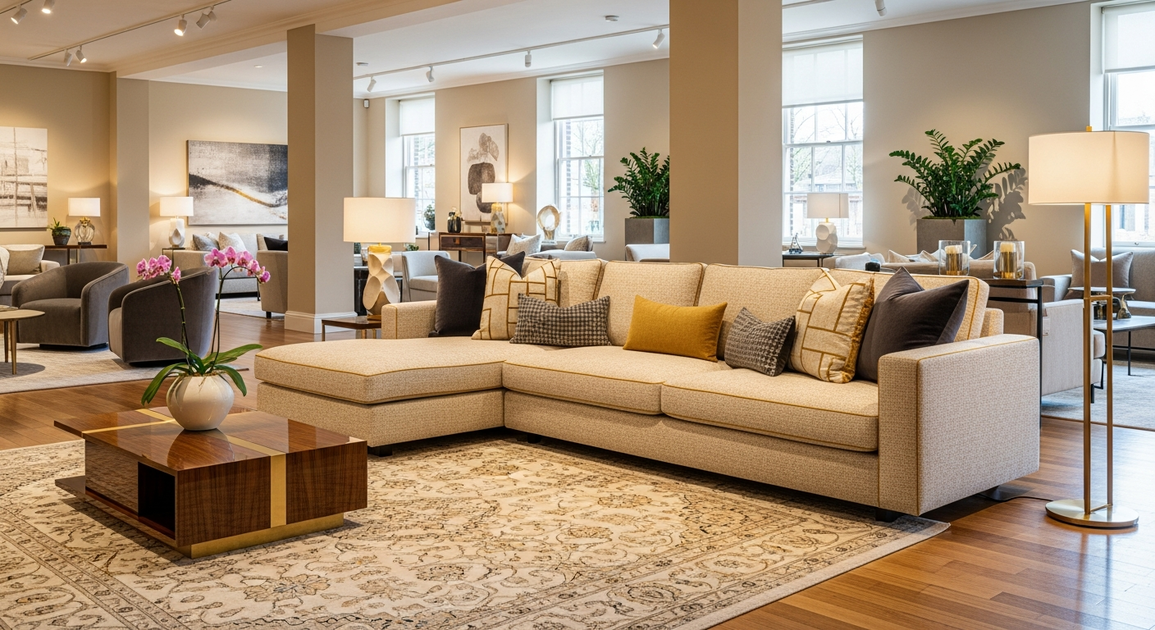 Luxury showroom interior blending trade and residential design aesthetics